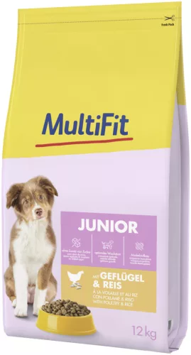 MultiFit Hrană uscată pentru câini junior, cu păsăre 12 kg