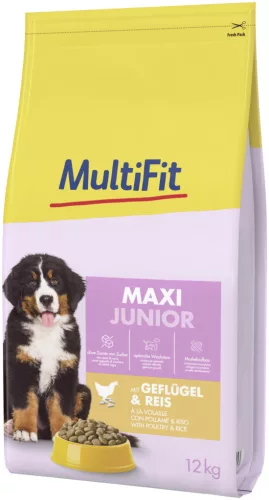 MultiFit Hrană uscată pentru câini junior de talie mare, cu pasăre 12 kg
