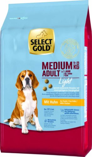 Select Gold Light Hrană uscată pentru câini adulți, de talie medie, cu pui 4 kg