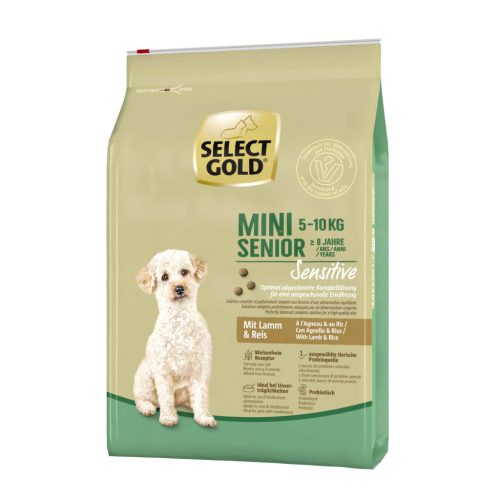 Select Gold Sensitive Mini Hrană uscată pentru câini seniori, cu miel 4kg
