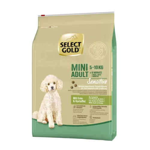 Select Gold Sensitive Mini Hrană uscată pentru câini, cu rață 4 kg