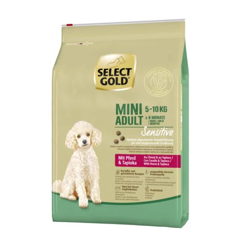 Select Gold Sensitive Mini Hrană uscată pentru câini adulți, cu cal și tapioca 4 kg