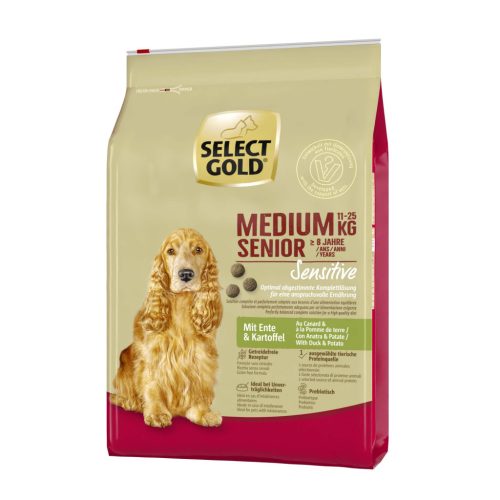 Select Gold Sensitive Hrană uscată pentru câini seniori cu rață și cartof 4 kg