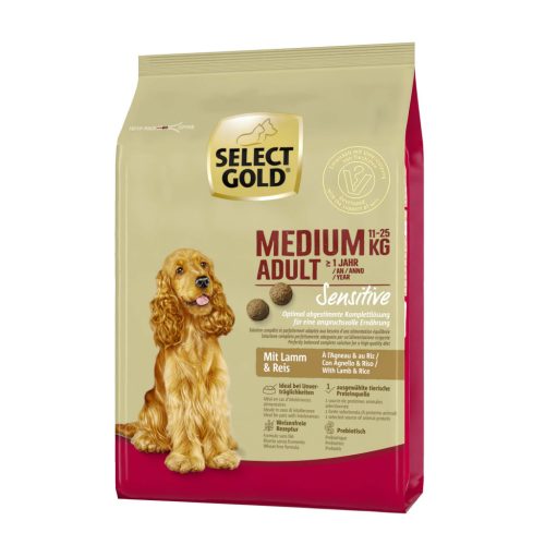 Select Gold Sensitive Hrană uscată pentru câini adulți de talie medie, cu miel 1 kg