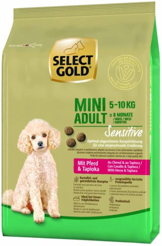 Select Gold Sensitive Mini Hrană uscată pentru câini adulți, cu carne de cal și tapioca 1 kg