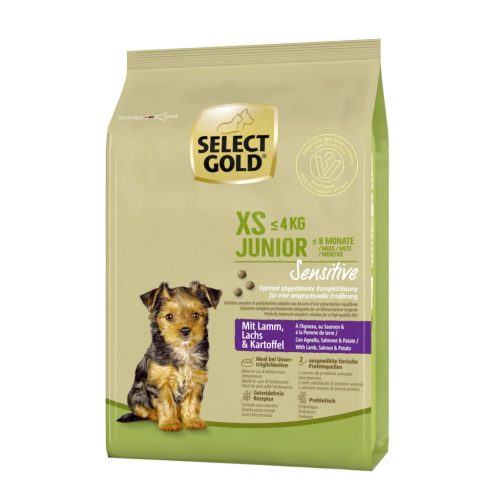 Select Gold Sensitive Hrană uscată pentru câini junior de talie mică, cu miel și somon 1 kg