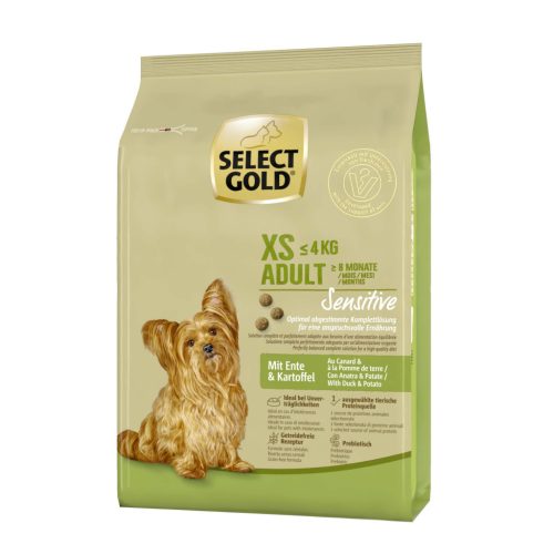 Select Gold Sensitive XS Hrană uscată pentru câini adulți, cu rață și cartofi 1 kg
