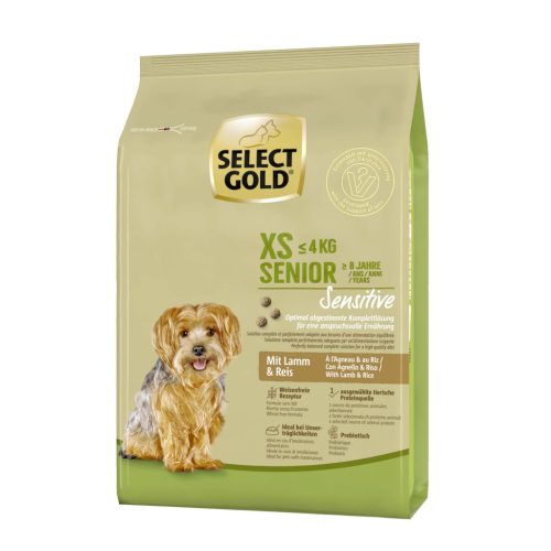 Select Gold Sensitive Hrană uscată pentru câini seniori de talie mică, cu miel și orez 1kg