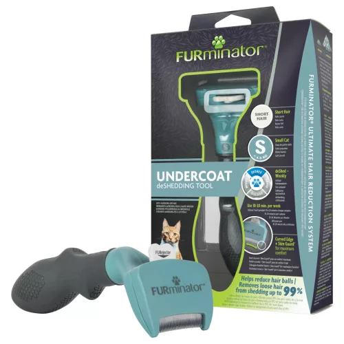 FURminator Perie de subpar pentru pisici, de talie mică, cu păr scurt, S