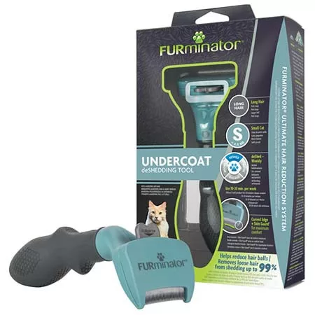 FURminator Perie de subpar pentru pisici, de talie mică, cu păr lung, S