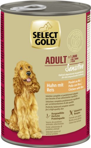 Select Gold Sensitive Hrană umedă pentru câini adulți cu miel și orez 400 g