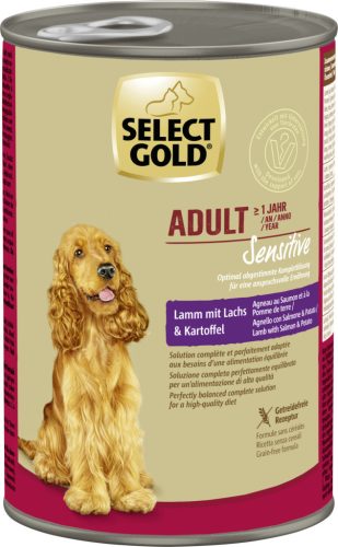 Select Gold Sensitive Hrană umedă pentru câini adulți cu miel și somon 400 g