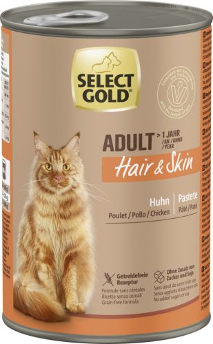 Select Gold Hair&Skin Hrană pentru pisici adulte, cu pui 400g