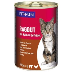   Fit+Fun Ragout Hrană umedă pentru pisici adulte, cu vițel și pui 415 g