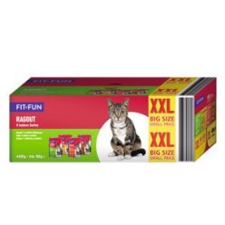 Fit+Fun Hrană pentru pisici adulte, 4 sortimente 44 x 100g