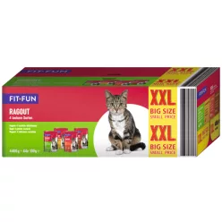 Fit+Fun Hrană pentru pisici adulte, 4 sortimente 44 x 100 g