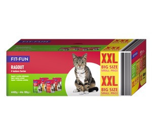 Fit+Fun Hrană pentru pisici adulte, 4 sortimente 44 x 100g