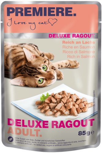 Premiere Deluxe Ragout Hrană pentru pisici adulte cu somon 85 g