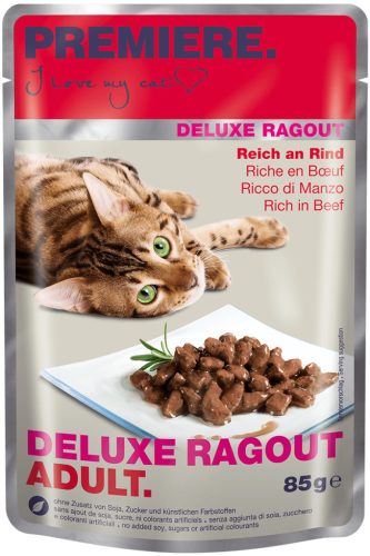 Premiere Deluxe Ragout Hrană pentru pisici adulte, cu vită 85 g