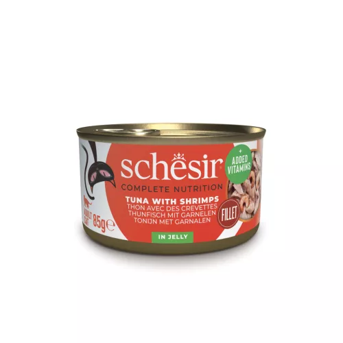 Schesir Hrană umedă pentru pisici cu ton și creveți 85 g 