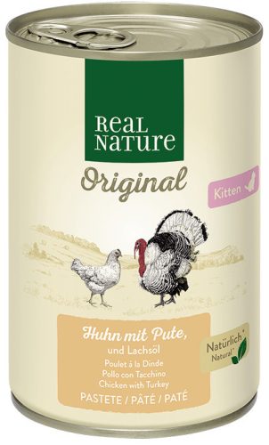 Real Nature Original Hrană pentru pisici, cu pasăre și curcan 400g