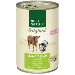   Real Nature Original Hrană pentru pisici, cu vițel și curcan 400g