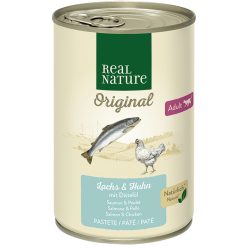   Real Nature Original Hrană pentru pisici adulte, cu somon și pui 400g