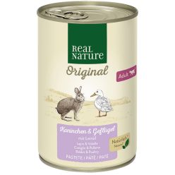   Real Nature Original Hrană pentru pisici adulte, cu iepure sălbatic și pasăre 400g