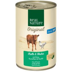   Real Nature Original Hrană pentru câini juniori, cu vită și pasăre 400g