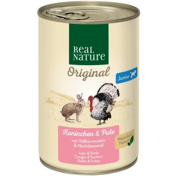 Real Nature Original Hrană pentru câini, cu iepure sălbatic și curcan 400g