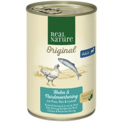  Real Nature Original Hrană pentru câini adulți, cu pui și hering 400g