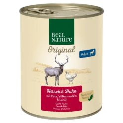   Real Nature Original Hrană umedă pentru câini adulți, cu vânat, pasăre și curcan 800 g