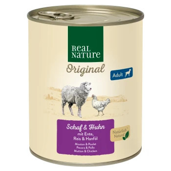 Real Nature Original Hrană umedă pentru câini adulți, cu miel și pasăre 800 g