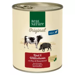   Real Nature Original Hrană umedă pentru câini adulți, vită și mistreț 800 g