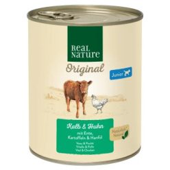   Real Nature Original Hrană umedă pentru câini juniori, cu vițel și pasăre 800 g