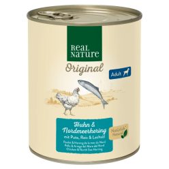   Real Nature Original Hrană umedă pentru câini adulți, cu pui și hering 800 g