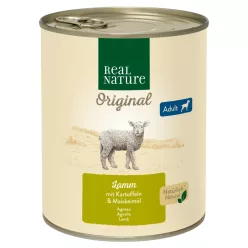   Real Nature Original Hrană umedă pentru câini adulți, miel și cartof 800 g