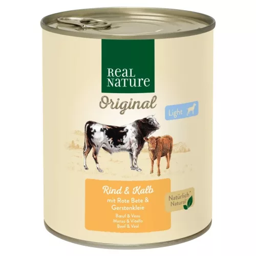 Real Nature Original Hrană umedă pentru câini adulți, cu vită și vițel 800 g
