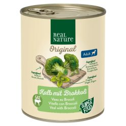   Real Nature Original Hrană umedă pentru câini adulți, cu vițel și broccoli 800 g
