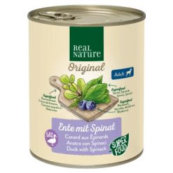   Real Nature Original Hrană umedă pentru câini adulți, cu rață și spanac 800 g