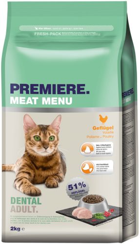 Premiere Meat Menu Dental Hrană uscată pentru pisici adulte, cu pasăre 2 kg