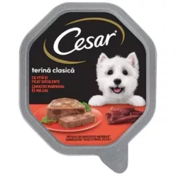   Cesar Hrană umedă pentru câini adulți cu vită și ficat 150 g