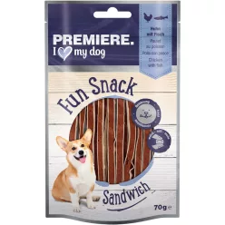  Premiere Meat Sandwich Recompense pentru câini cu pui și pește 70 g