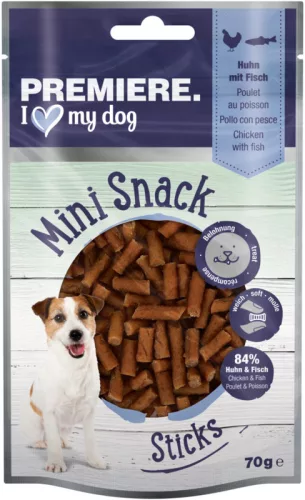 Premiere Mini Sticks Recompense pentru câini cu pui și pește 70 g