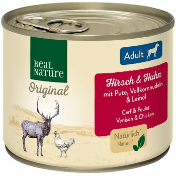 Real Nature Original Hrană umedă pentru câini adulți, cu vânat și carne de pasăre 200 g