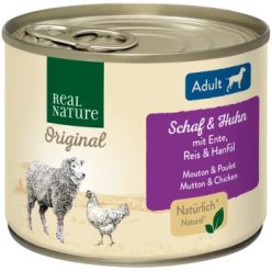   Real Nature Original Hrană umedă pentru câini adulți, cu miel și carne de pasăre 200g