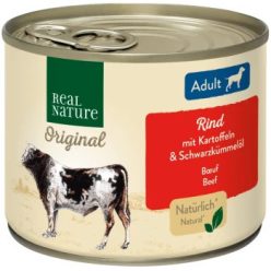   Real Nature Original Hrană umedă pentru câini adulți, cu vită și cartofi 200 g