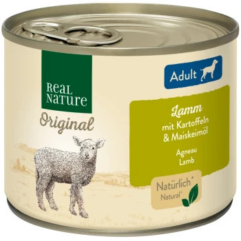 Real Nature Original Hrană umedă pentru câini adulți, cu miel și cartof 200 g