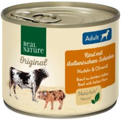   Real Nature Original Hrană pentru câini adulți, cu vită și șuncă 200g