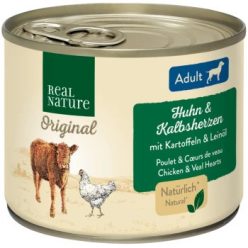   Real Nature Original Hrană umedă pentru câini adulți, cu vițel și pui 200 g